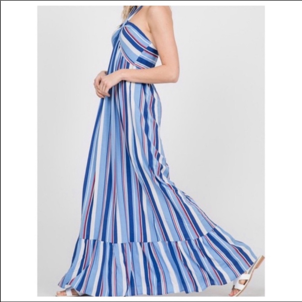 Striped halter maxi dress - Picture 2 of 6